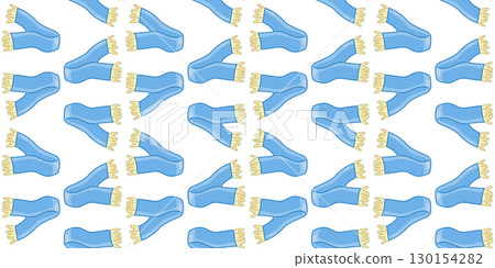 Seamless Cartoon Blue Scarf Pattern 130154282