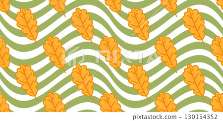 Seamless Cartoon Autumn Oak Pattern Seamless Cartoon Autumn Oak Pattern 130154352