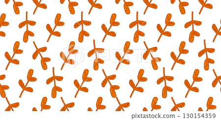 Seamless Cartoon Autumn Twig Pattern Seamless Cartoon Autumn Twig Pattern 130154359