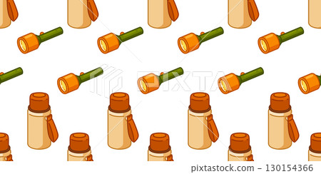 Seamless Camping Thermos Flashlight Pattern 130154366