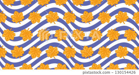 Seamless Autumn Maple Leaf Pattern 130154426