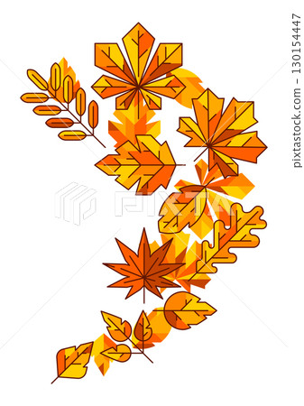 Background with autumn leaves. Illustration with various foliage. 130154447