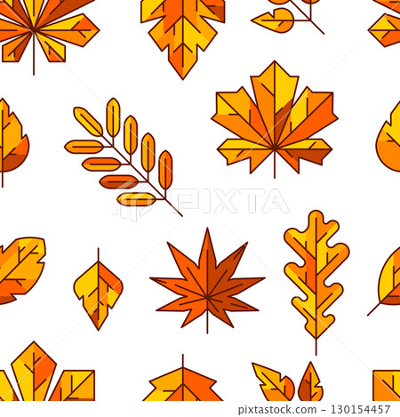 Pattern with autumn leaves. Background with various foliage. Pattern with autumn leaves. Background with various foliage. 130154457
