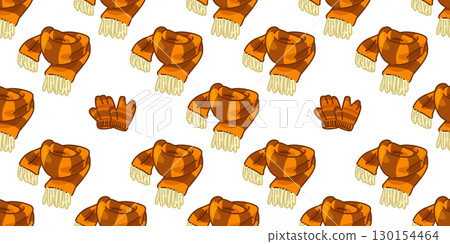 Seamless Autumn Scarf Cozy Pattern 130154464