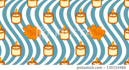 Seamless Candle Leaf Pattern 130154466