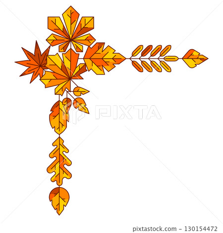 Design with autumn leaves. Illustration with various foliage. 130154472