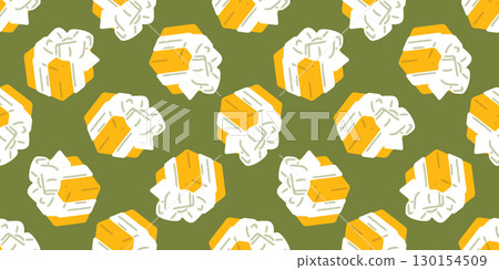 Seamless Yellow Gift Box Pattern Seamless Yellow Gift Box Pattern 130154509