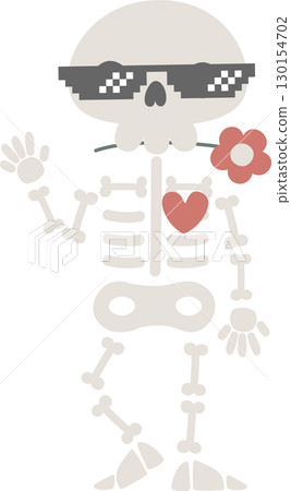 happy halloween holiday festival with skeleton, flat jpg illustration cartoon character design 130154702