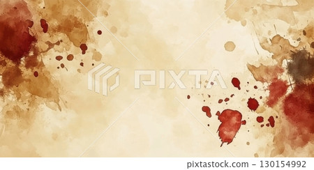 Abstract Brown Red Watercolor Splashes Background Texture Design art ink old aged paint paper stain 130154992