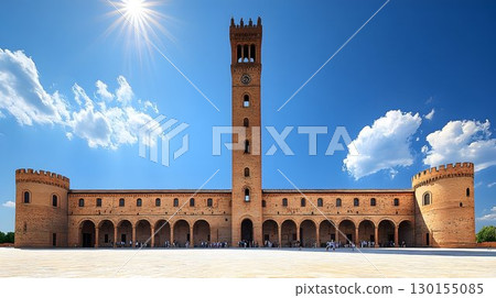 Sabbioneta Ducal Palace under a bright sun with a clear blue sky 130155085