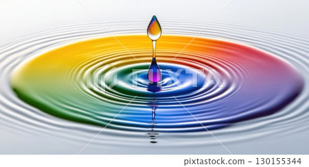 Vibrant Rainbow Water Drop Impact Abstract Colorful Ripples Design Photography art life fluid image 130155344