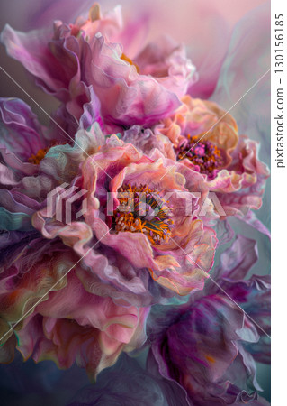 Close-Up of Soft Pink Flowers Featuring Textured Petals on Subtle Background 130156185