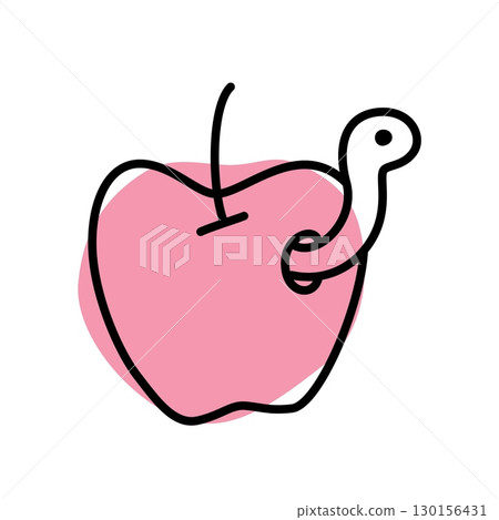 Apple doodle icon hand drawn with thin line and colorful blob 130156431
