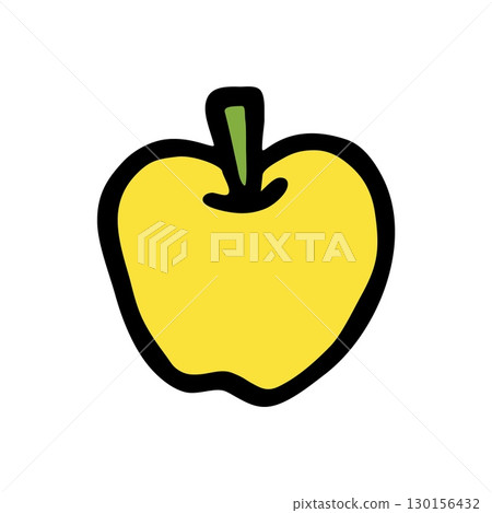 Apple doodle icon hand drawn with black line in freehand style and colored 130156432