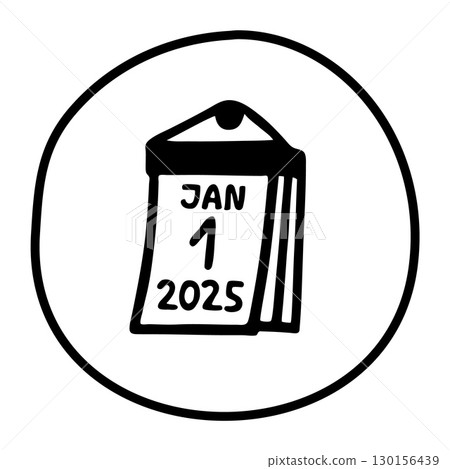 Doodle calendar 1st of month icon hand drawn with black line in freehand style 130156439