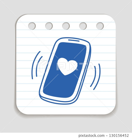 Doodle Mobile phone icon in line art on paper piece 130156452