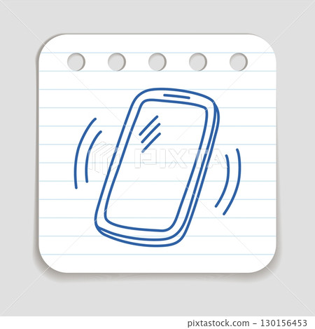 Doodle Mobile phone icon in line art on paper piece Doodle Mobile phone icon in line art on paper piece 130156453