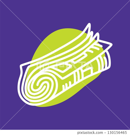 Doodle newspaper icon hand drawn with thin line and colorful blob 130156465