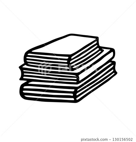 Doodle pile of books icon hand drawn with black line in freehand style Doodle pile of books icon hand drawn with black line in freehand style 130156502