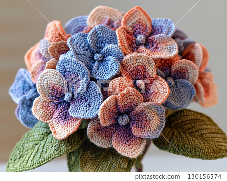 A colorful bouquet of crocheted flowers 130156574