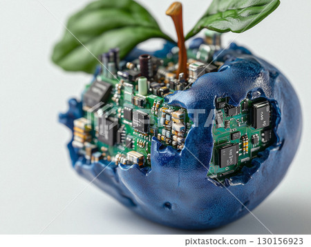Futuristic Concept of a Technological Fruit With Embedded Electronics and Nature 130156923