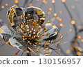 Metallic Flower Sculpture Representing Futuristic Technology and Innovation 130156957