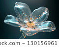 Digital Abstract Artificial Flower with Glowing Lights and Futuristic Design 130156961