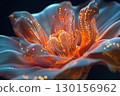 Digital Abstract Artificial Flower with Glowing Lights and Futuristic Design 130156962