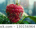 Juicy Raspberry Imagined as Technology on a Detailed Circuit Board 130156964