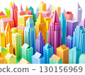 Vibrant Paper Model of a Colorful City Skyline with Skyscrapers 130156969