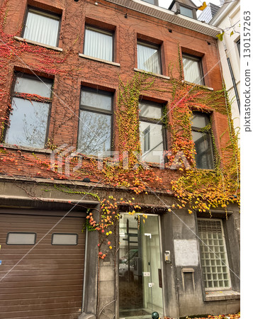 Charming brick house in brussels surrounded by autumn colors 130157263