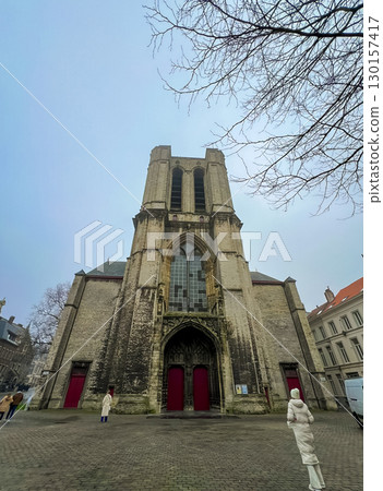 Stunning facade of saint michaels church in historical ghent, belgium 130157417