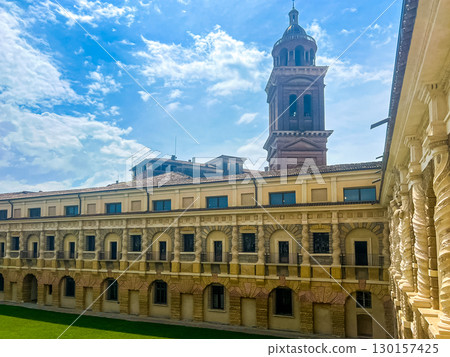 View of the internal courtyard of Palazzo Ducale in Mantova, Italy 130157425