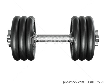 Cast Iron Black Adjustable Dumbbell, weightlifting gym equipment, side view. Png clipart isolated on transparent background Cast Iron Black Adjustable Dumbbell, weightlifting gym equipment, side view. Png clipart isolated on transparent background 130157538