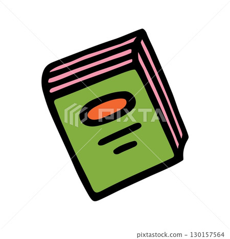Doodle book icon hand drawn with black line in freehand style and colored Doodle book icon hand drawn with black line in freehand style and colored 130157564
