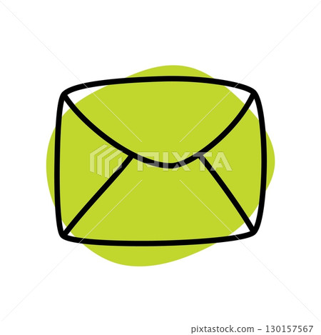 Doodle closed envelope icon or logo, hand drawn with thin black line 130157567