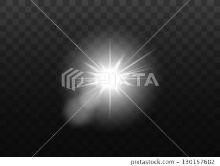 Bright Glow on Transparent Background with Radiant Starburst Effect. Bright Glow on Transparent Background with Radiant Starburst Effect. 130157682