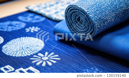 Textile design showcasing intricate patterns and vibrant colors on fabric rolls in a design studio workshop Textile design showcasing intricate patterns and vibrant colors on fabric rolls in a design studio workshop 130159140