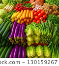 Colorful assortment of fresh vegetables at farmers market stall, organic healthy food for plant based diet and grocery shopping 130159267