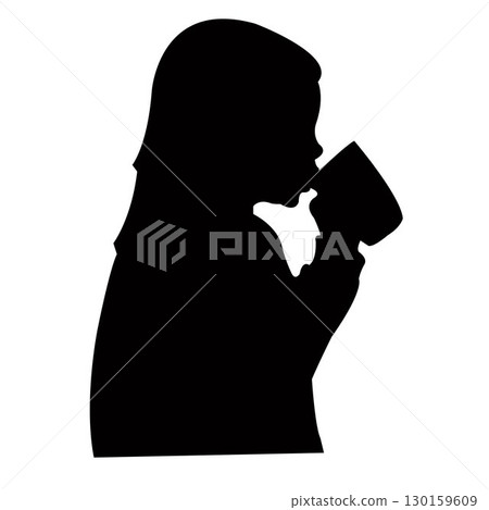a girl drinking water, silhouette vector a girl drinking water, silhouette vector 130159609