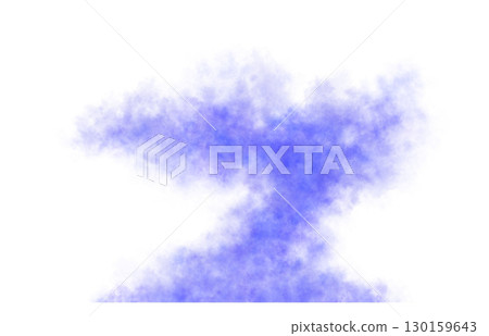Dense blue smoke explosion on transparent background with dark edges, forming a surreal and dramatic mushroom cloud visual effect 130159643