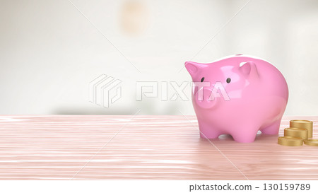 The Piggy Bank and coins for saving or earn concept 3d Rendering. The Piggy Bank and coins for saving or earn concept 3d Rendering. 130159789