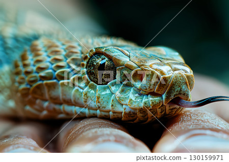 Close-up of snake head with tongue out 130159971