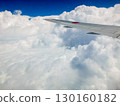 從飛機窗口欣賞蔚藍天空和雲海的壯麗景色 130160182