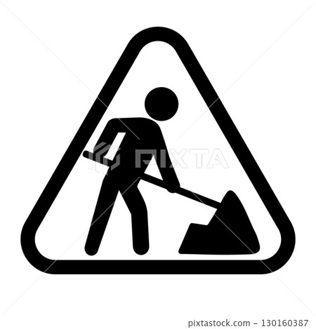 Illustration of a road sign warning of construction work 130160387