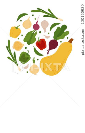 Oval composition of simple flat vegetables Oval composition of simple flat vegetables 130160929