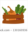 Simple flat vegetables in a crate 130160936