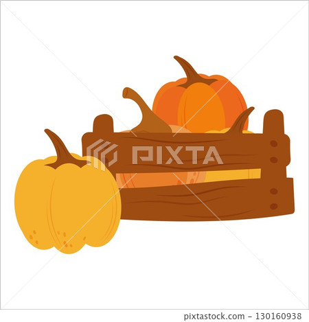 Simple flat vegetables in a crate 130160938