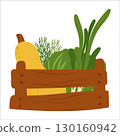 Simple flat vegetables in a crate 130160942