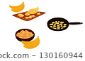 Vector illustration of cooking and serving Tajadas fried banana slices Plantain 130160944